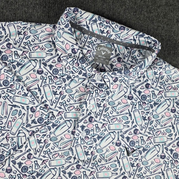 Callaway Other - Callaway Polo Shirt Mens XXL White Cocktail All Over Print Opti-Dri Golfcore